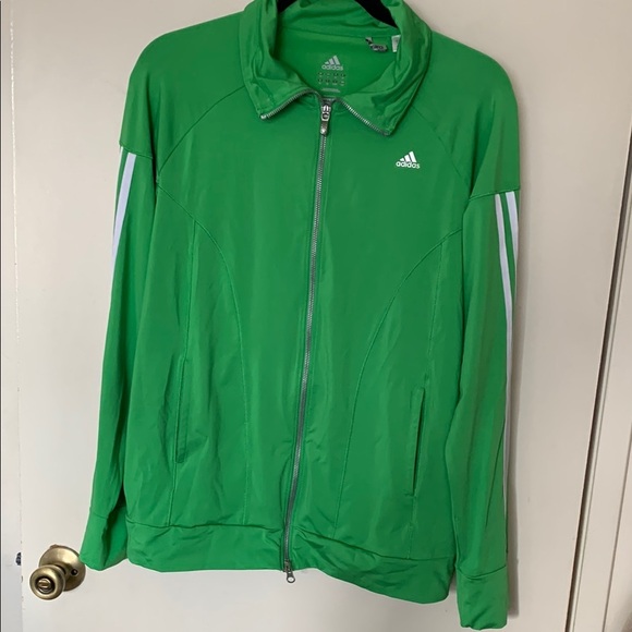 Gently Loved Adidas Green Track Jacket **Missing Collar Draw String** - Picture 1 of 11